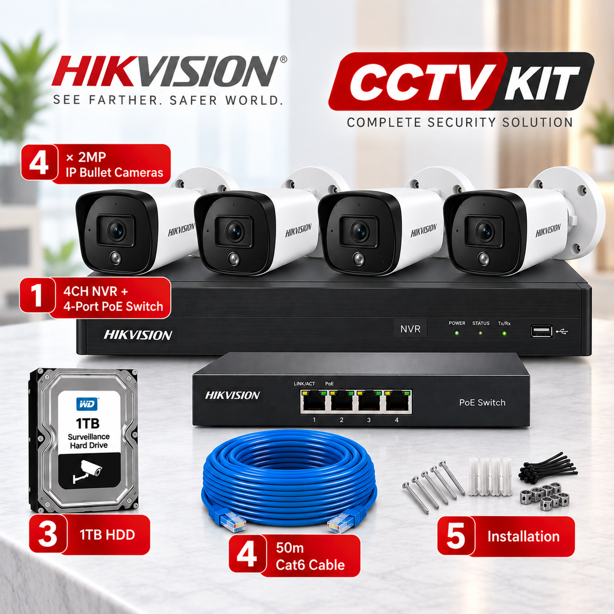 Hikvision IP Kit – 4 Cam